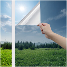 Haton One Way Clear Window Film Privacy for Glass Windows, Heat Reflective Mirror Tint Film Anti Glare and UV, Static Cling Sticker See Out Not In fo