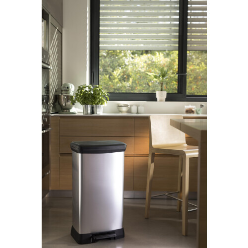 Curver Curver Metal Effect 70% Recycled Kitchen Pedal Touch Deco Bin 50 Litres - Silver 2
