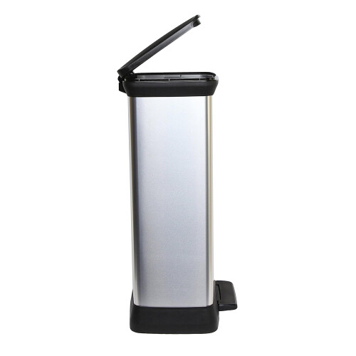 Curver Curver Metal Effect 70% Recycled Kitchen Pedal Touch Deco Bin 50 Litres - Silver 1