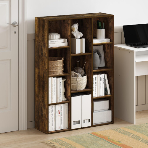 Furinno Luder 11-Cube Reversible Open Shelf Bookcase, Amber Pine 1
