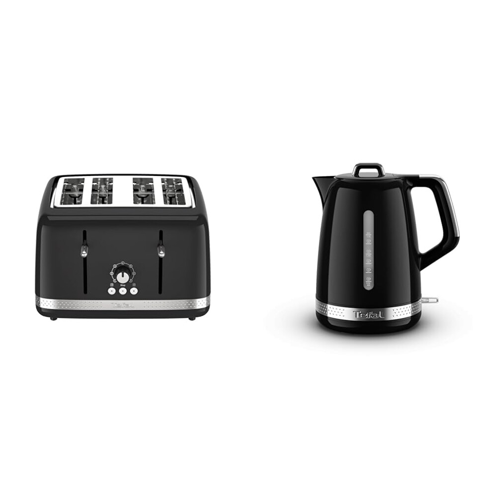 Tefal Soleil Breakfast Bundle - 4-Slice Toaster + Electric Kettle 1.7L - Black