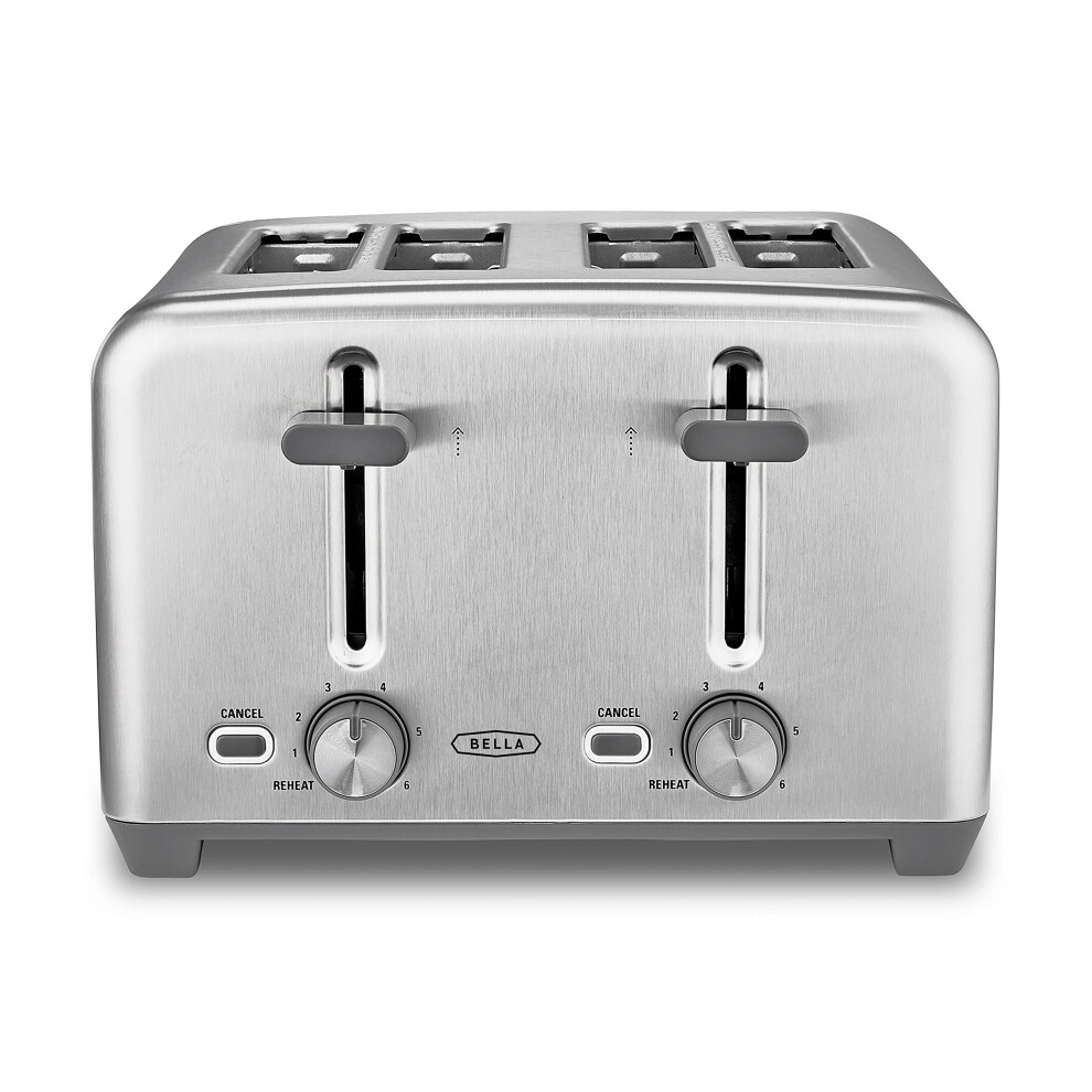 BELLA 4 Slice Toaster with Auto Shut Off, Extra Wide Slots and Removable Drop-Down Crumb Tray with Cancel and Reheat Function, For Texas Toast, Large