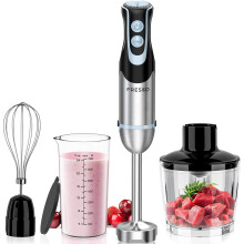 FRESKO Hand Blender 4-in-1, 1000W Electric Stick Blender Stainless Steel with 12-Speeds & Turbo Mode, Baby Food Immersion Blender Handheld with Whisk