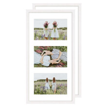 Multiple 3 Aperture Photo Frame with Mount for 10 x 15 cm (4 x 6 Inch) Images,White 6x4 Picture Frame Made of Solid Wood with Perspex Front for Wall
