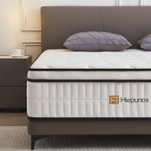 Hiepunos 4FT6 Double Mattress, 10.2 INCH Double Bed Mattress, 7-Zone Pocket Sprung Medium Firm, Comfortable Sleep for Back Pain Relief and Heavy Slee