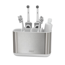Joseph Joseph Easy-Store - Large Toothbrush Holder Caddy, Bathroom Storage - White/Steel