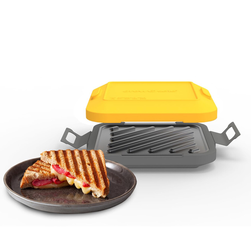 Clever Microwave Toastie Maker with Thermawave Grill Plates - Extra Crispy Toasties & Panini Maker - Thick Metal Non-Stick Plates for Crunchy Sandwic