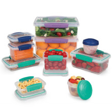 Sistema KLIP IT Accents Food Storage Containers | Assorted Sizes | Airtight & Stackable Meal Prep Containers with Lids | School Lunch Boxes & Snack B