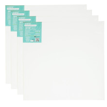 Exerz 60x60cm Pre-Stretched Canvas 4pk - 1.7cm Artist Framed Canvas Square Blank, 280GSM 100% Cotton, Triple Primed, Acid Free, Medium Grain - Acryli
