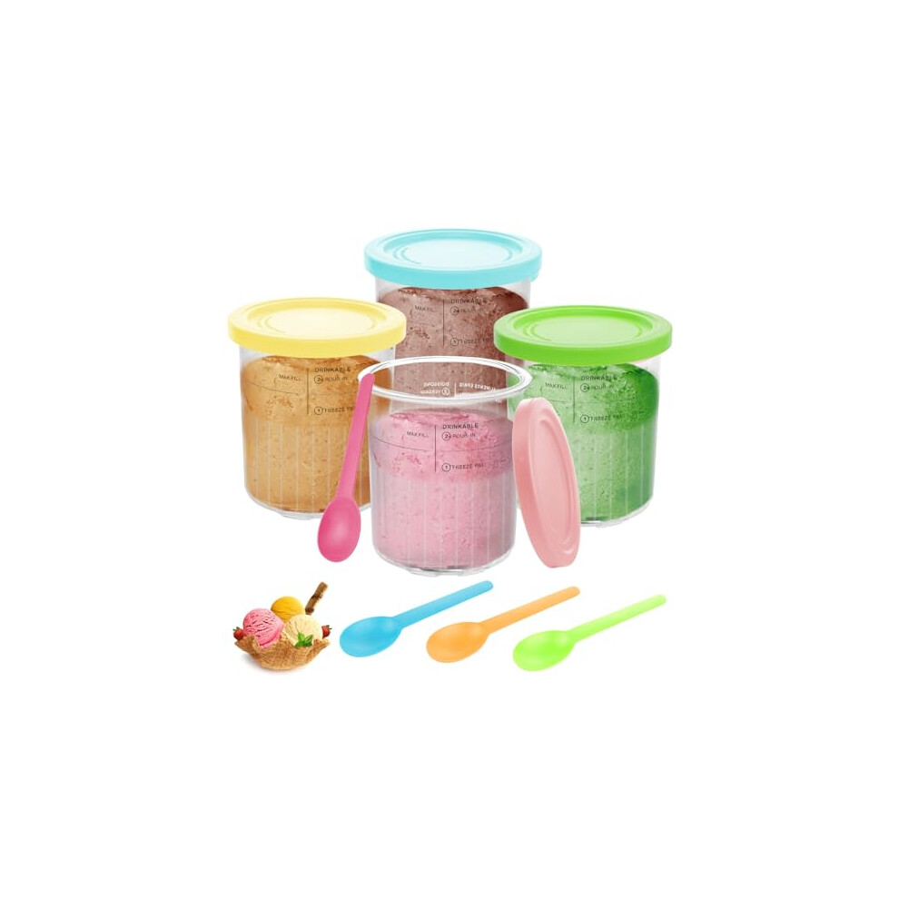 Nepfaivy Ice Cream Tubs for Ninja CREAMi Deluxe 4 Pack Creami Tubs Compatible with Ninja CREAMi Deluxe Ice Cream Maker NC501UK NC500