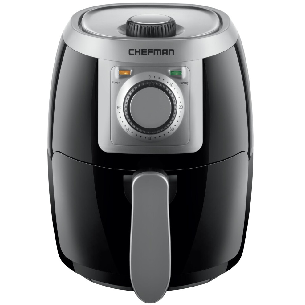 Chefman Small, Compact Air Fryer Healthy Cooking, 2 Qt, Nonstick, User Friendly and Adjustable Temperature Control w/ 60 Minute Timer & Auto Shutoff,