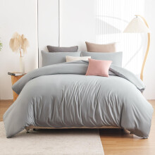 Soifox Super King Duvet Cover Set - Grey Bedding Set Superking Size Bed with Zipper Closure, Soft Microfiber Quilt Cover with 2 Pillowcases