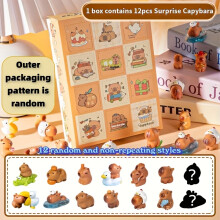 (1 box/12 pieces) Capybara Themed Lucky Random Small Gift Boxes,1 Box with 12 Surprising Capybaras,Suitable for Halloween, Christmas
