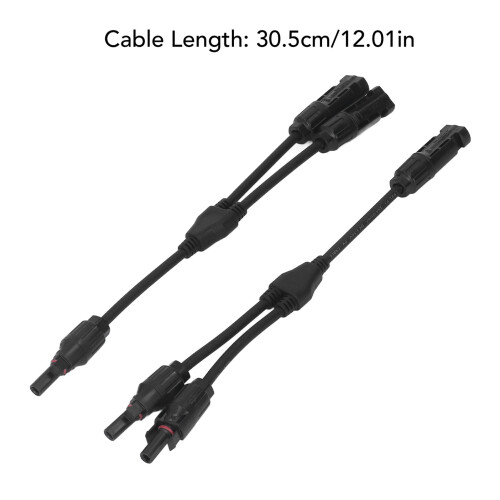 Conector en Y para paneles solares DC-1000V, 30 A, 30,5 cm, negro 2
