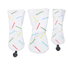 Copri testa da golf impermeabile in pelle PU - set da 3 pezzi, bianco