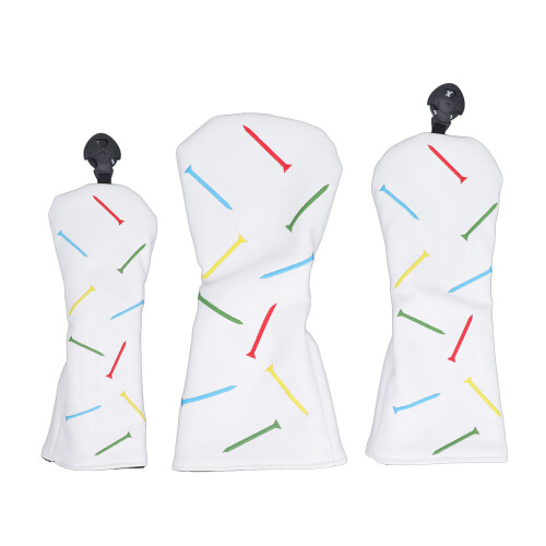 Copri testa da golf impermeabile in pelle PU - set da 3 pezzi, bianco 1