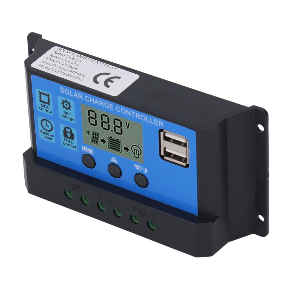 Solar Charge Regulator 40A Pwm 12V/24V Dual Usb Outputs & Lcd Display 4161332538923