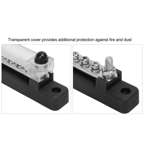 48V 150A 12-Terminal-Bussbar Schwarz mit Abdeckung 2