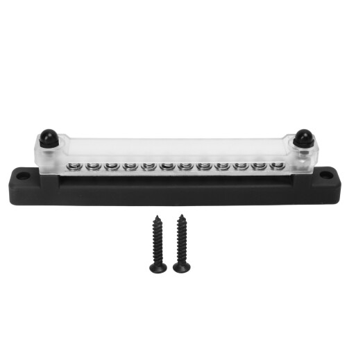 48V 150A 12-Terminal-Bussbar Schwarz mit Abdeckung 1
