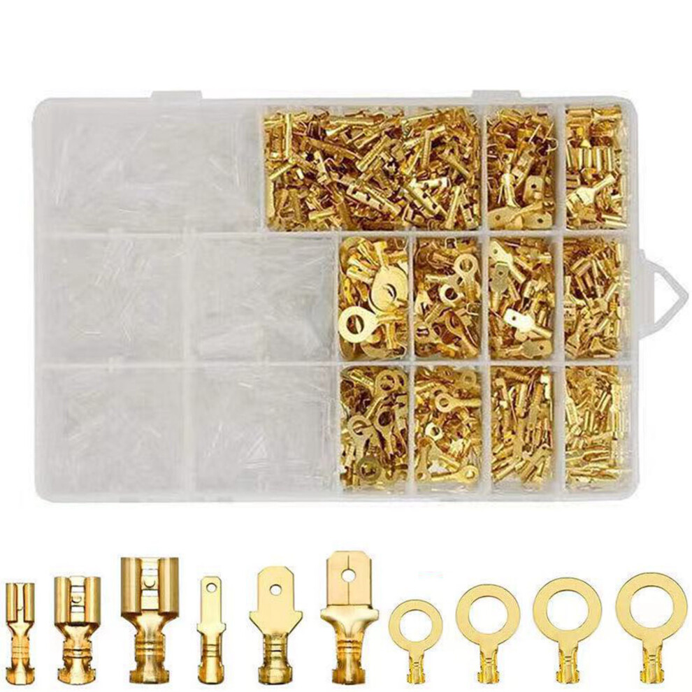 1000Pcs Brass Crimp Terminals Kit 2.8/4.8/6.3Mm Insulated Sheath 8031332551061