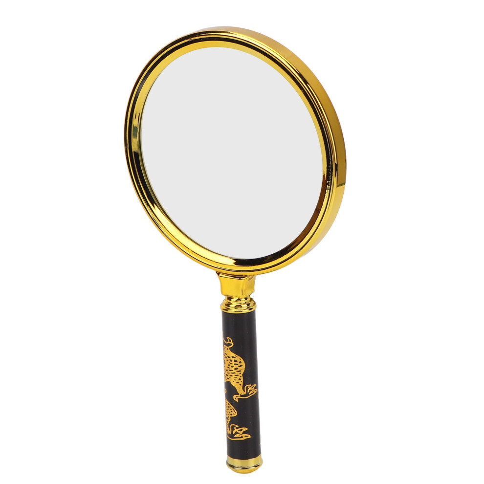 Golden 100Mm Dragon Pattern Handheld Magnifying Glass 10X For Elderly Reading