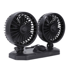 Dual Head Car Fan USB 12V Oscillating Portable Air Cooler with 2 Speeds