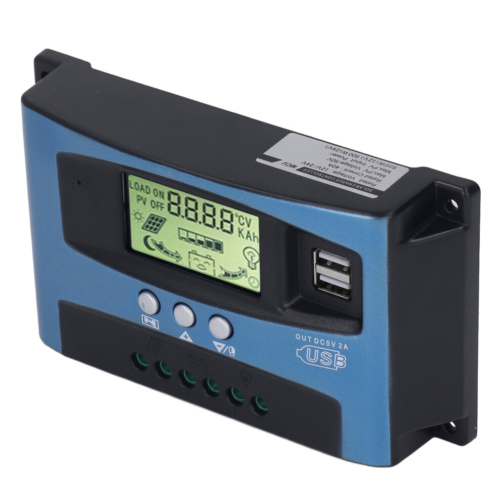 Efficient 40A Mppt Solar Pv Charge Controller Lcd Display 12V/24V 7901332557633