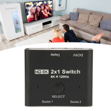 Conmutador HDMI aleación de aluminio 2-vías 8K60Hz 48Gbps