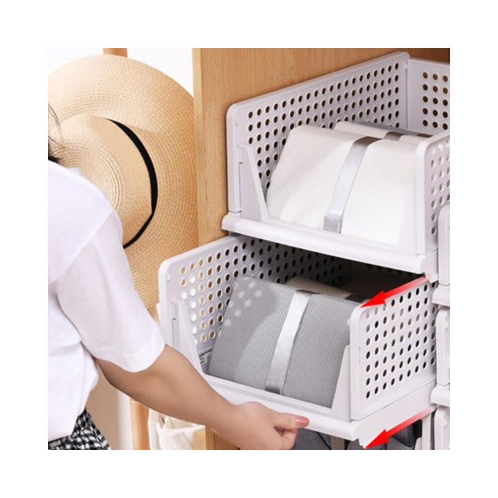 Foldable Plastic Wardrobe Storage Basket 33X43x18.5cm Layered Drawer Organizer 4091332565097