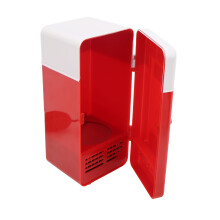 Mini Car Fridge 479g Red USB Cooling Heating Travel Beverage Refrigerator