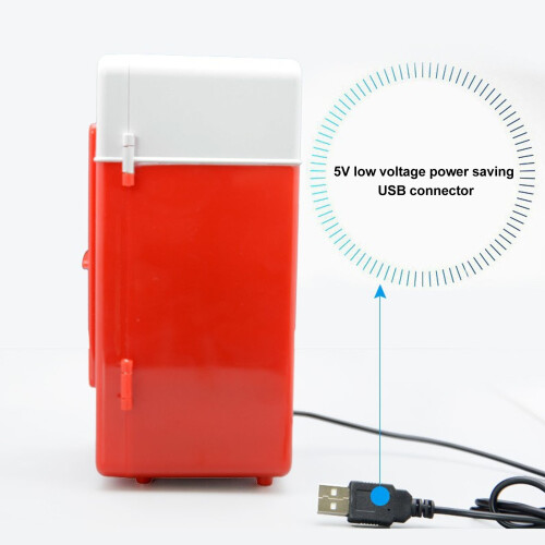 Mini Car Fridge 479g Red USB Cooling Heating Travel Beverage Refrigerator 2