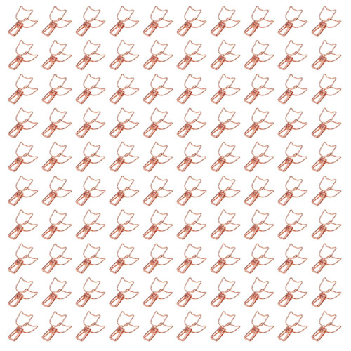 100 Stück katzenförmige Binderclips, Roségold, Metall 1