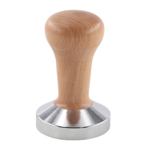 53 mm Kaffeetamper aus Buche mit flachem Boden 2