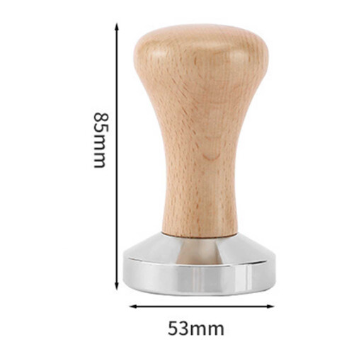 53 mm Kaffeetamper aus Buche mit flachem Boden 1
