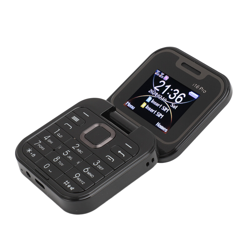 I16pro Small Flip Phone 16Gb Dual Sim 1.77" Lcd Black 4631332583310
