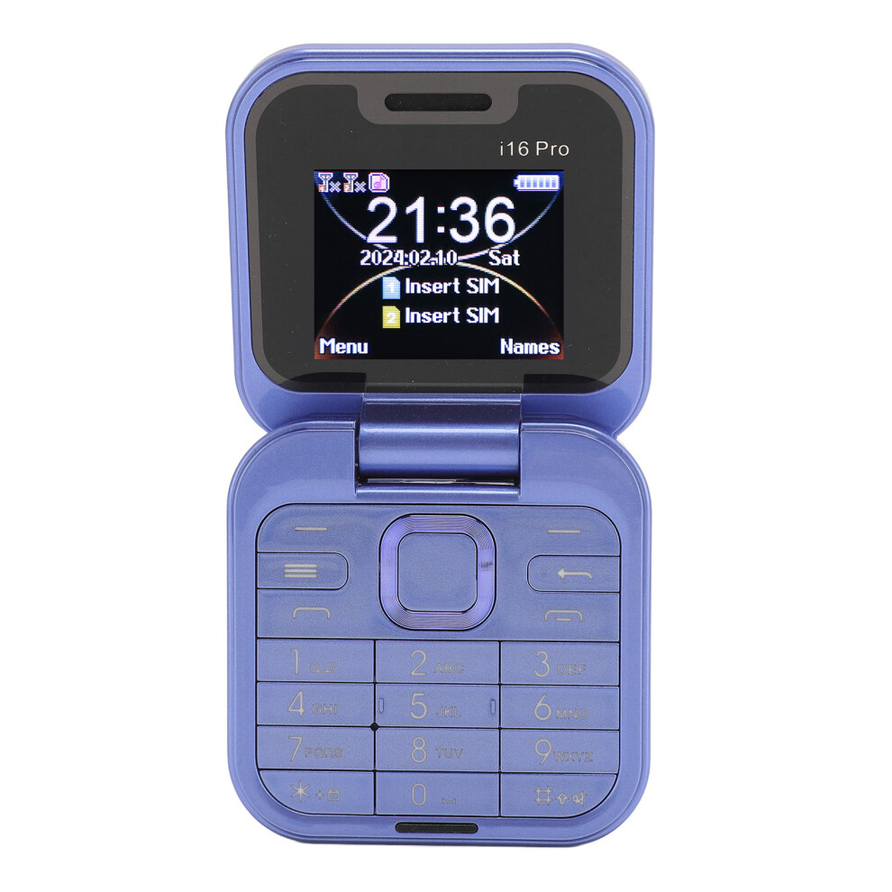 I16pro Small Flip Phone 16Gb Dual Sim 1.77" Violet For Kids & Seniors 8081332583265