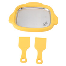Macchina per friggere il ghiaccio, piastra in acciaio inox 304, 2 spatole, giallo