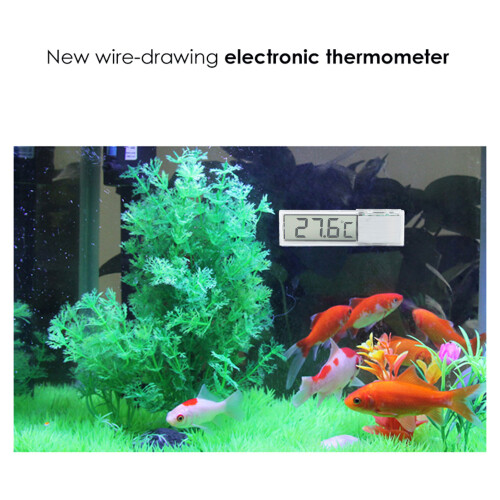 Silbernes 3D-LCD-Aquarium-Thermometer 7x2cm 70mAh 2