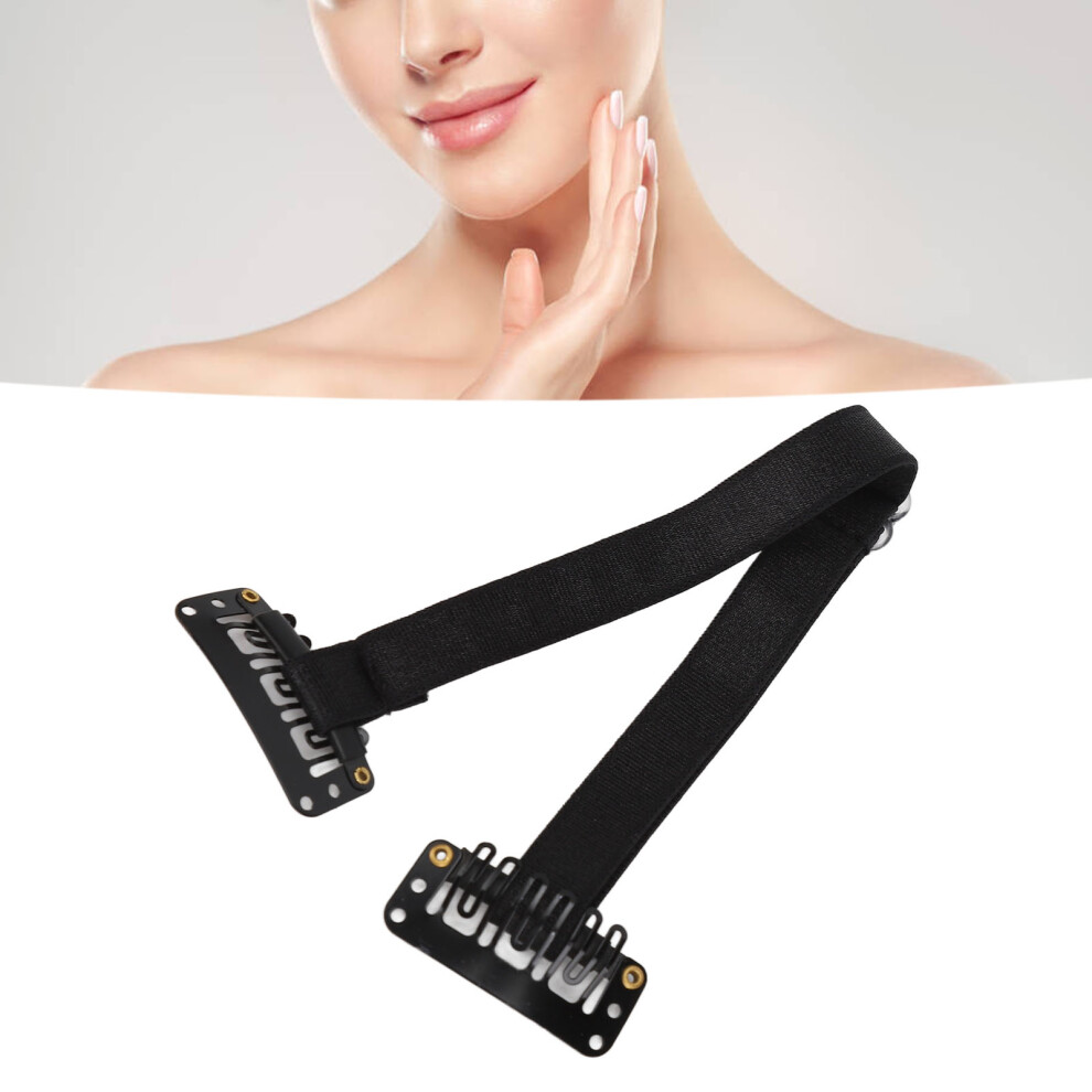 Black 4PCS Face Lifting Bands with Adjustable Design and Hairclip