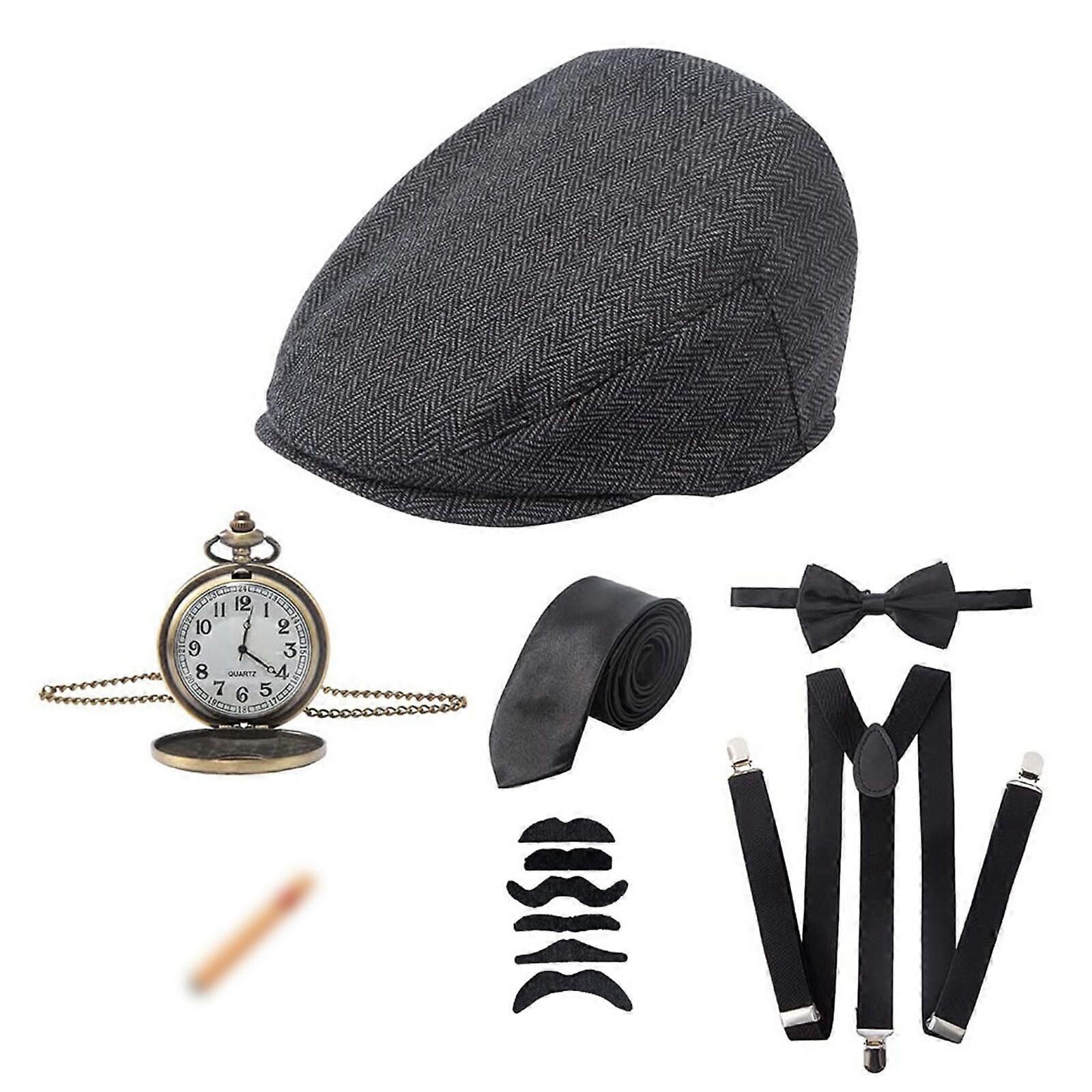 Costume de Mafia Gatsby des années 1920 pour homme - Avec chapeau panama réglable et bretelles Costume de Mafia Gatsby des années 1920 pour homme - Avec chapeau panama réglable et bretelles
