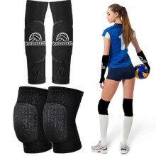 Volleyball Knee Pads And Volleyball Arm Sleeves, Volleyball Accessories Gear with High Protection Pad Volleyball Kneepads Thumb Hole Arm Sleeves for W
