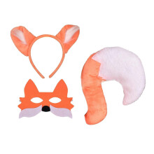 3Pcs Foxes Costume Set Foxes Ears Headband with Tail Mask for Kids Halloween Christmas Party Animal