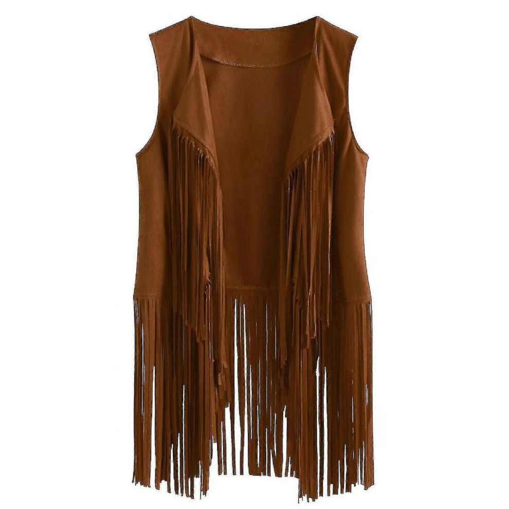 (Gilet simple-L) Costume rétro de fête hippie des années 70 avec gilet à pompons + pantalon + écharpe
