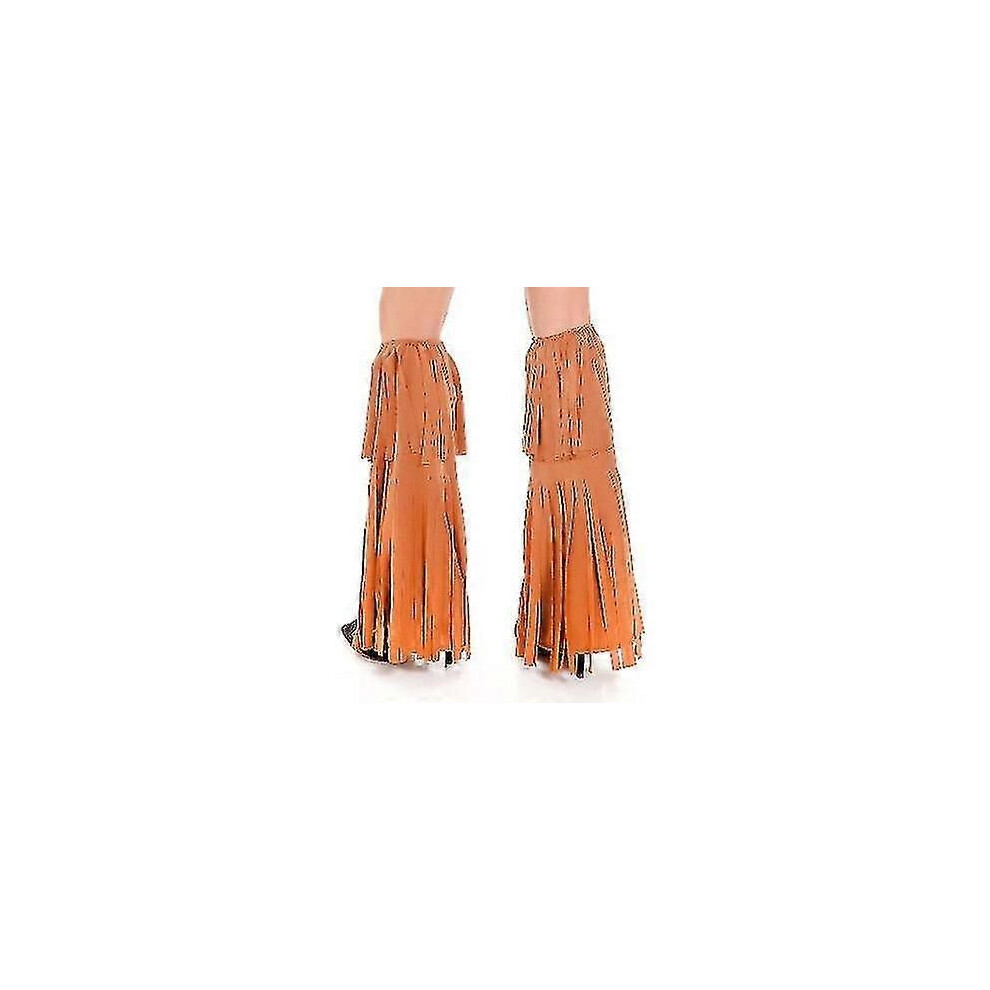 (legging-S) Costume rétro de fête hippie des années 70 avec gilet à pompons + pantalon + écharpe