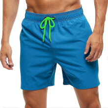 (XL, Blue) Men's Swimming Shorts With Zip Pockets Trunks Summer Swimwear Quick Dry_JKI10
