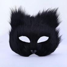 Masque de costume sur le thème des animaux pour les fêtes d'Halloween et de carnaval (noir)