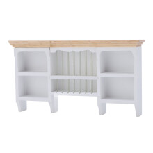Gabinete de almacenamiento en miniatura para casa de muñecas 1/12 montado en la pared pintado a mano blanco