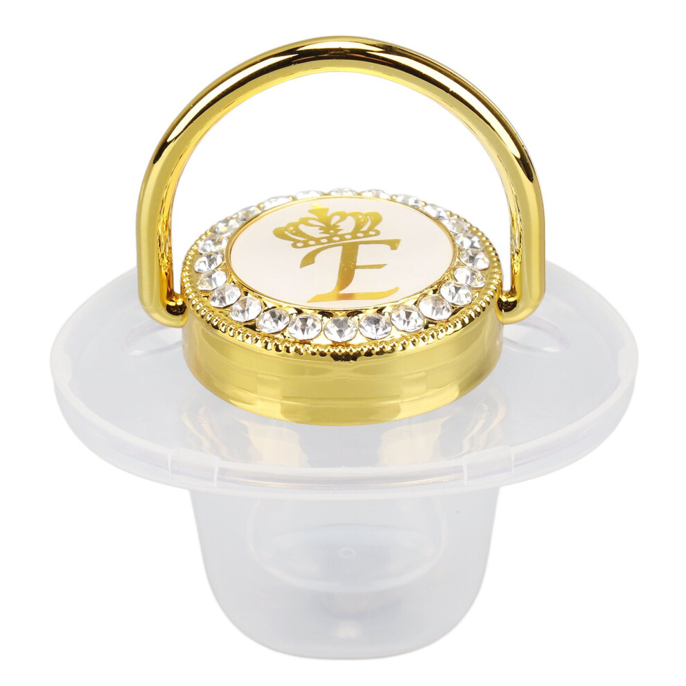 Baby Pacifier Teething With Rhinestones, Nipple Letters For 6-18 Months Golden