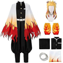 (One Size - Wig-Outfits with Wig)Demon Slayer Rengoku Kyoujurou Cosplay Party Costume Outfits Halloween