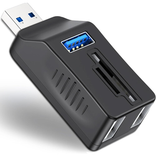 5-Port USB 3.0 Hub with SD TF Card Reader, USB Extender Adapter with Memory SD/Micro SD Card Reader(Silver)